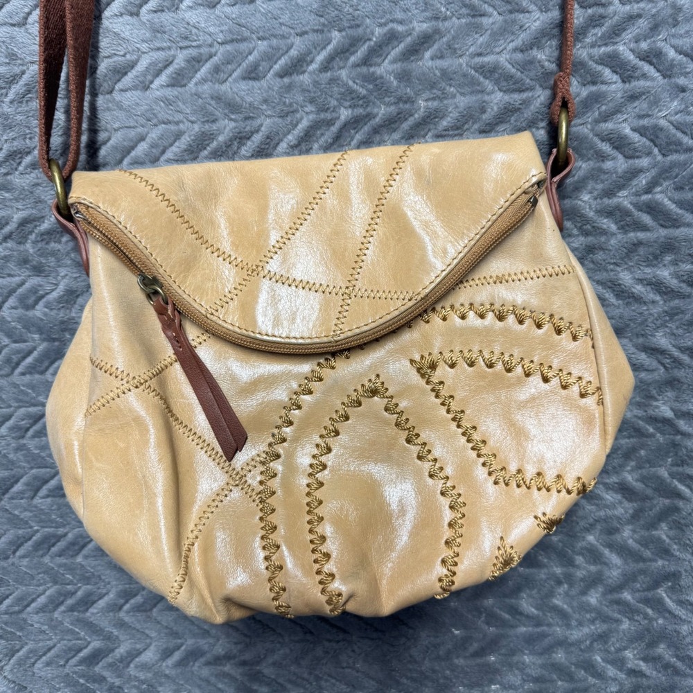 The Sak Vintage‎ Crossbody Bag Small Tan Patchwork Embroidery Boho (2029)